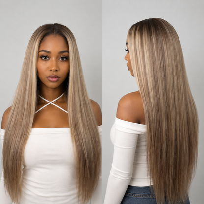 P18/613 13X4/13X6 LACE FRONT HUMAN HAIR HIGHLIGHT STRAIGHT WIG