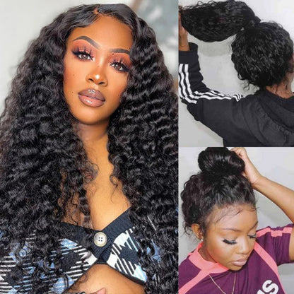 BYE-BYE KNOTS 360 HD LACE FAKE SCALP DEEP WAVE WIG / Invisi-Strap