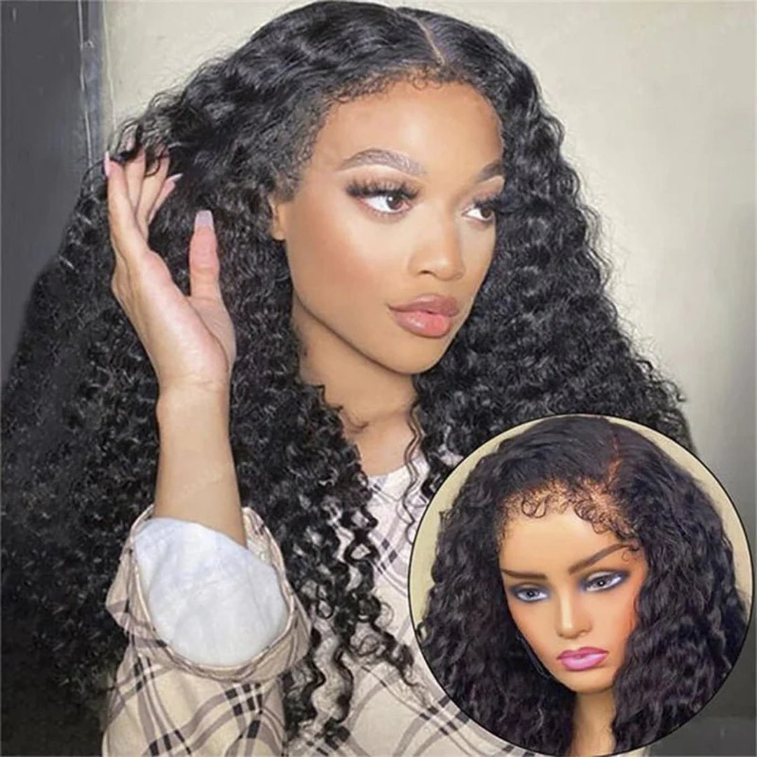 13X6 TRANSPARENT/HD LACE CURLY EDGES  DEEP WAVE WIG