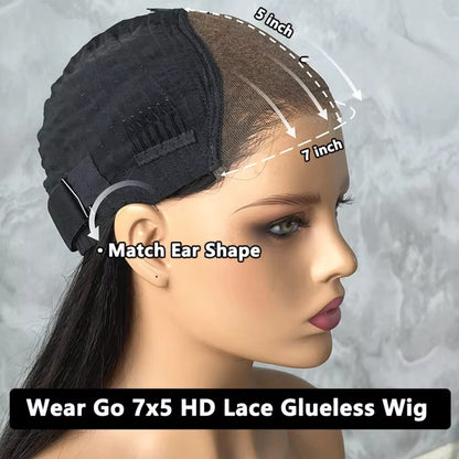 BYE-BYE KNOTS HD LACE 7X5 CLOSURE  LACE WIG / CURLY