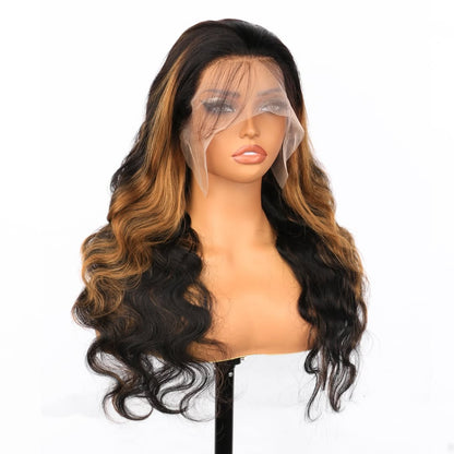 13X4/13X6 TRANSPARENT LACE FRONT HIGHLIGHT COLOR BODY WAVE WIG
