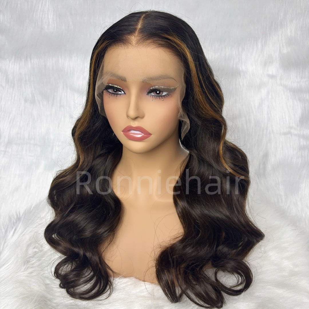 13X6  FIT 2.0 HD LACE FRONT SUPER PRE-PLUCKED HIGHLIGHT COLOR WIG / BODY WAVE WAVY