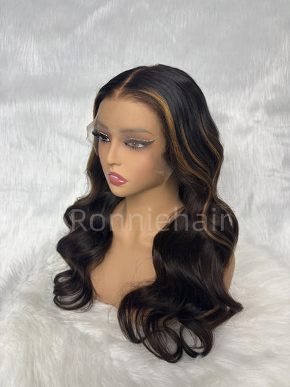 13X6  FIT 2.0 HD LACE FRONT SUPER PRE-PLUCKED HIGHLIGHT COLOR WIG / BODY WAVE WAVY