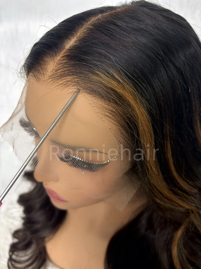 13X6  FIT 2.0 HD LACE FRONT SUPER PRE-PLUCKED HIGHLIGHT COLOR WIG / BODY WAVE WAVY
