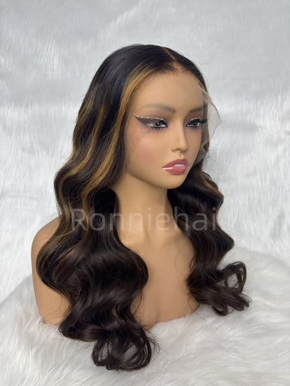 13X6  FIT 2.0 HD LACE FRONT SUPER PRE-PLUCKED HIGHLIGHT COLOR WIG / BODY WAVE WAVY