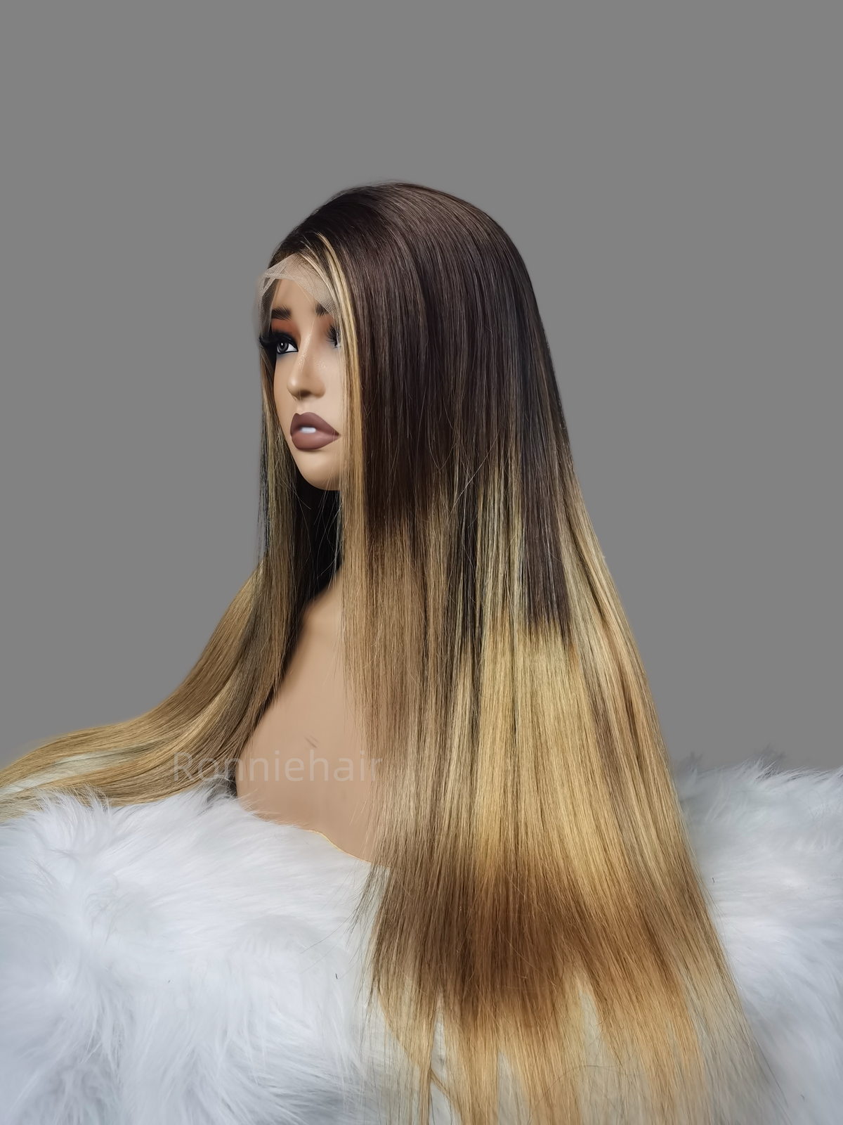【DEAL】13X4/13X6 TRANSPARENT LACE FRONT BROWN ROOT OMBRE COLOR STRAIGHT WIG