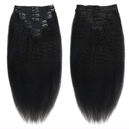 Clip In Hair Extension Kinky Straight Human Wefts Set