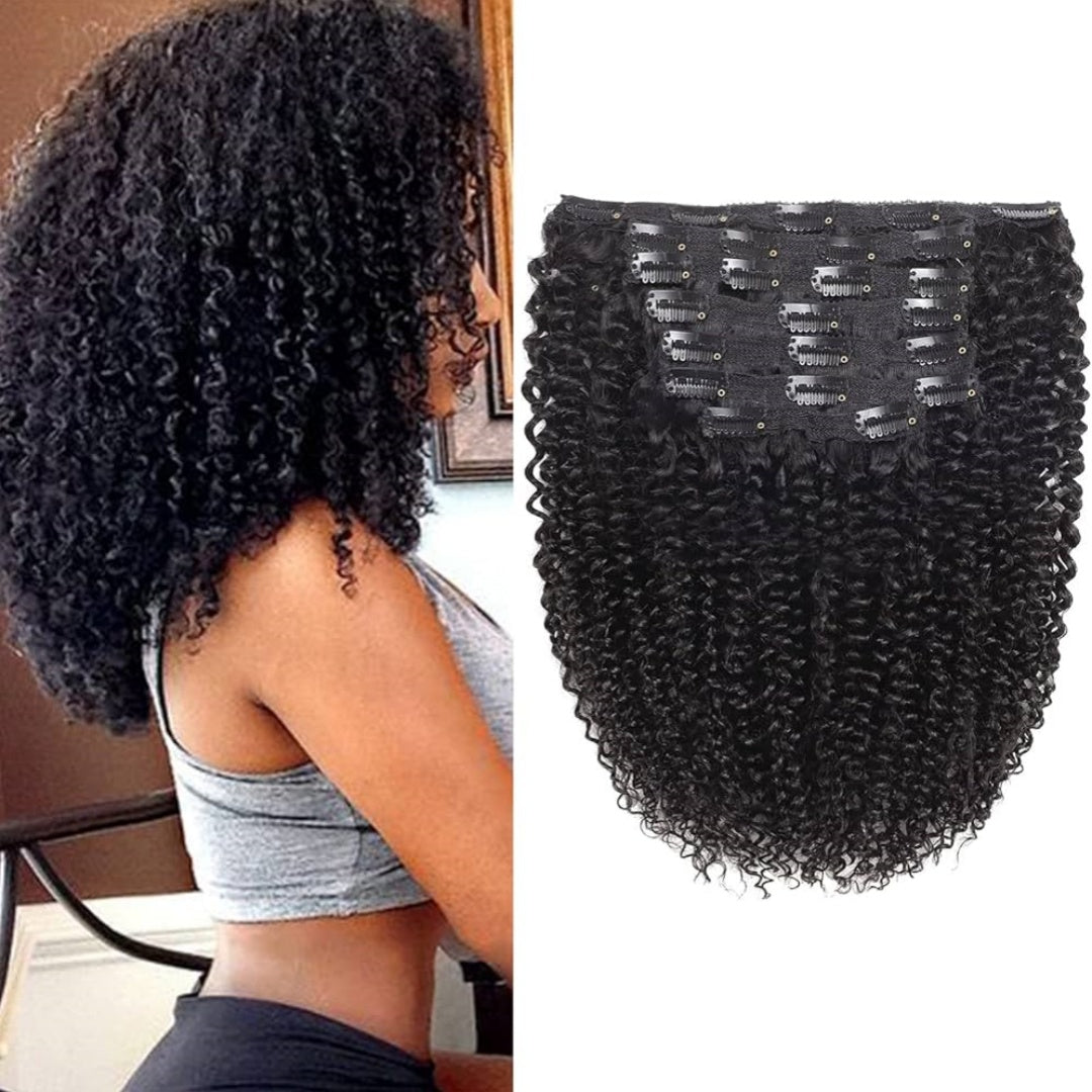 Clip In Hair Extension Kinky Curly Human Wefts Set