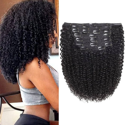 Clip In Hair Extension Kinky Curly Human Wefts Set
