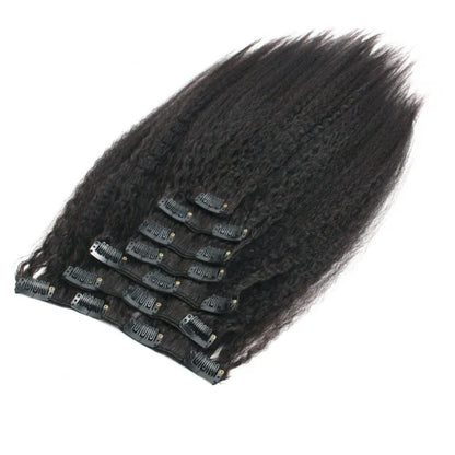 Clip In Hair Extension Kinky Straight Human Wefts Set