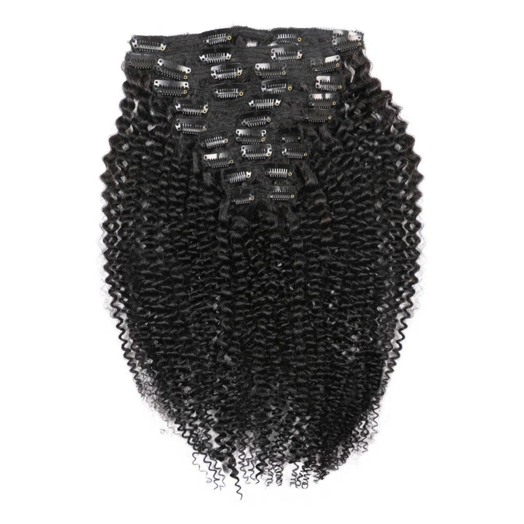 Clip In Hair Extension Kinky Curly Human Wefts Set
