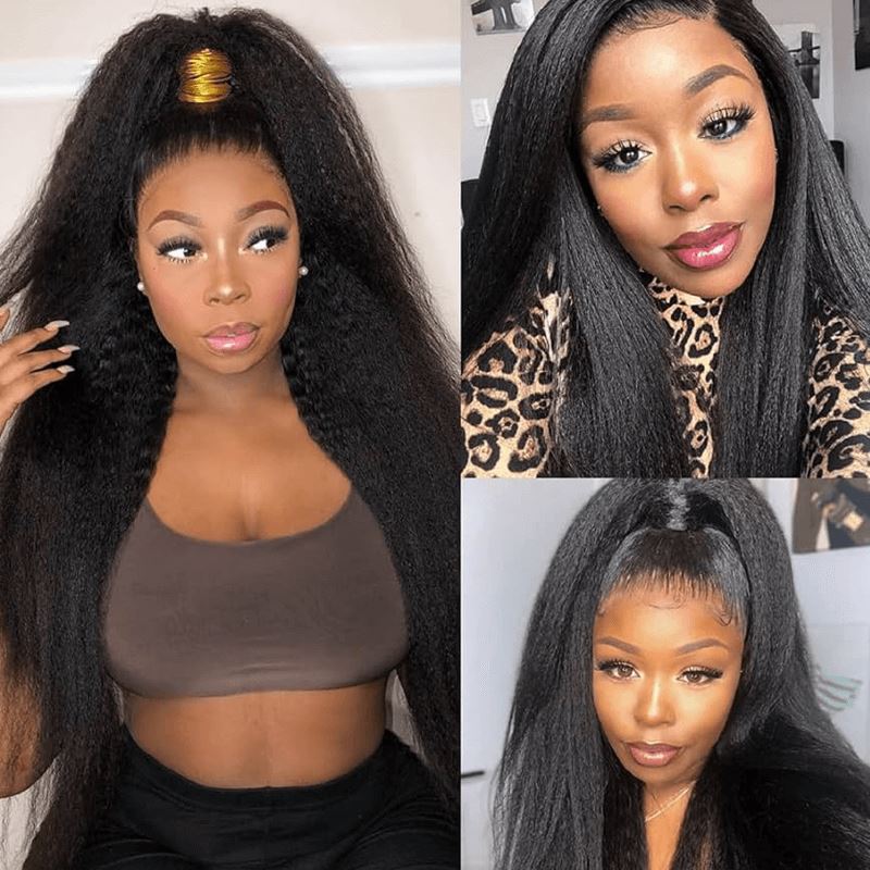 BYE-BYE KNOTS 360 HD LACE FAKE SCALP KINKY STRAIGHT WIG / Invisi-Strap