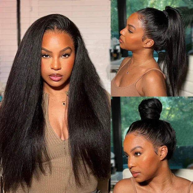 BYE-BYE KNOTS 360 HD LACE FAKE SCALP KINKY STRAIGHT WIG / Invisi-Strap