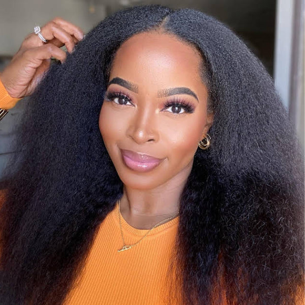 HD LACE 9x6 Lace Parting Super Preplucked Hairline Density Wig Kinky Straight