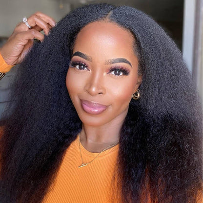 HD LACE 9x6 Lace Parting Super Preplucked Hairline Density Wig Kinky Straight
