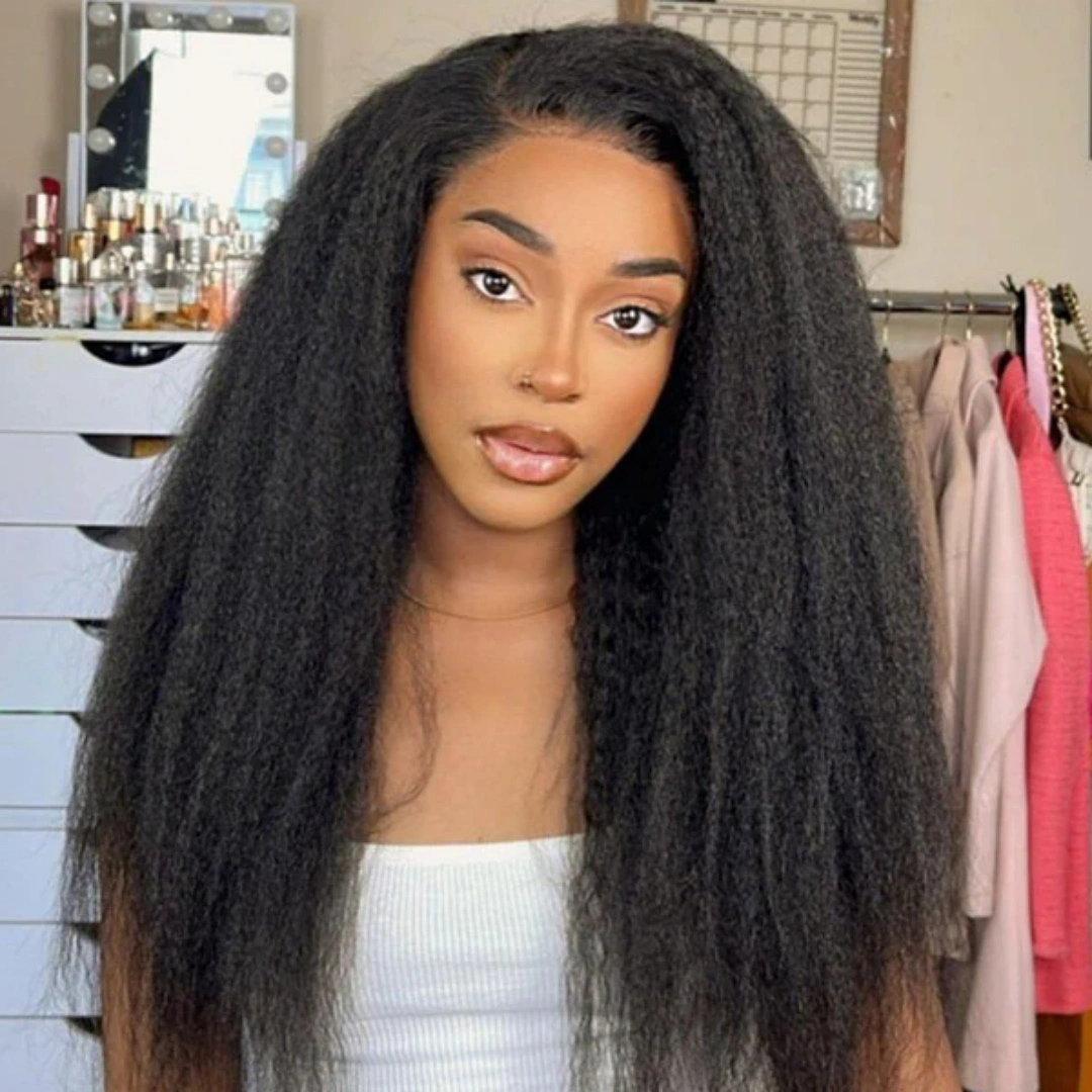 Upgraded Drawstring 13X4/13X6 Full Frontal HD Lace Wig Kinky Straight
