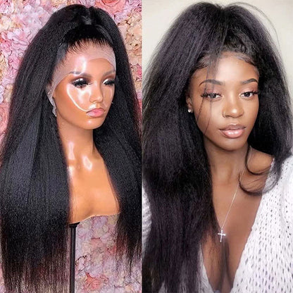 UPGRADED FULL LACE (WITHOUT MESH) TRANSPARENT LACE Kinky Straight INVISI-STRAP WIG