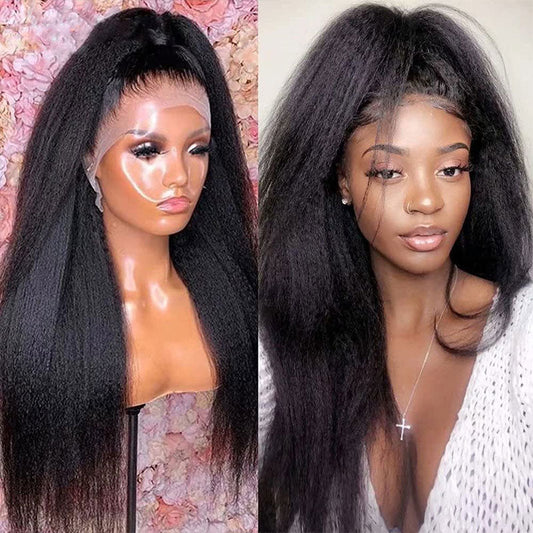 UPGRADED FULL LACE (WITHOUT MESH) TRANSPARENT LACE Kinky Straight INVISI-STRAP WIG