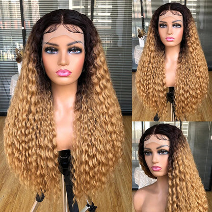 HD Lace 13x6 SUPER Pre-plucked Ombre Blonde Water Wave Wig