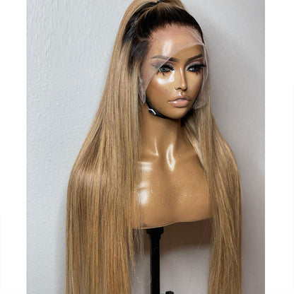 【DEAL】HD/Transparent Lace 13x6 SUPER Pre-plucked Ombre Blonde Silky Straight Wig