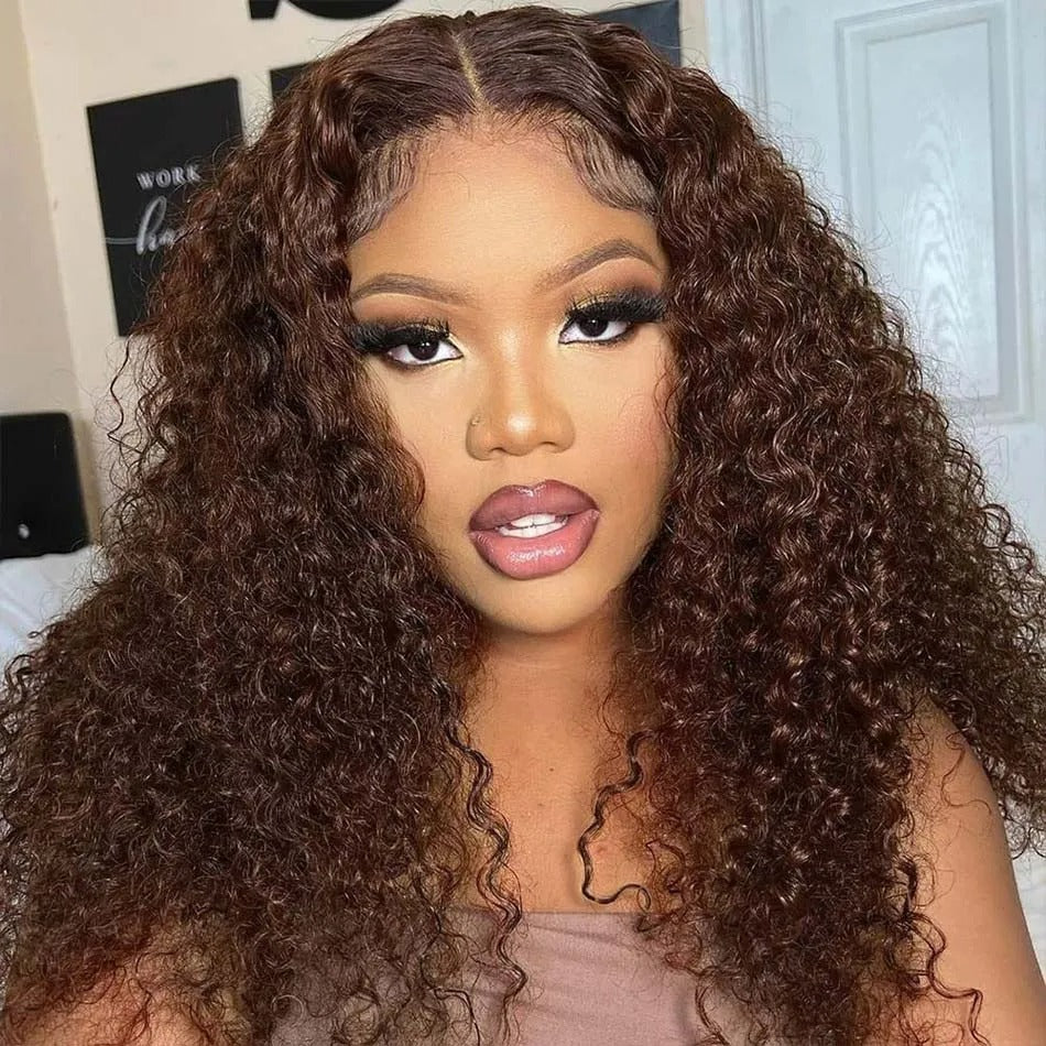 13x6 HD Lace SUPER Pre-plucked Brown Curly Lace Front Wig