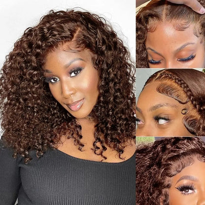 13x6 HD Lace SUPER Pre-plucked Brown Curly Lace Front Wig
