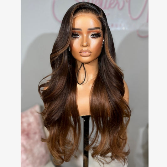 HD LACE 3D Dome Cap 9x6 Super Preplucked with Drawstring Wig Highlight Body Wave Wavy