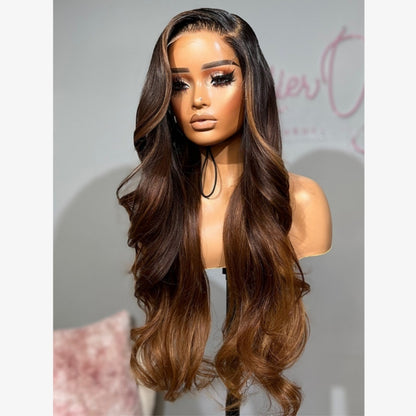 HD LACE 3D Dome Cap 9x6 Super Preplucked with Drawstring Wig Highlight Body Wave Wavy