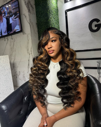 13X4/13X6 TRANSPARENT LACE FRONT HIGHLIGHT COLOR BODY WAVE WAVY WIG