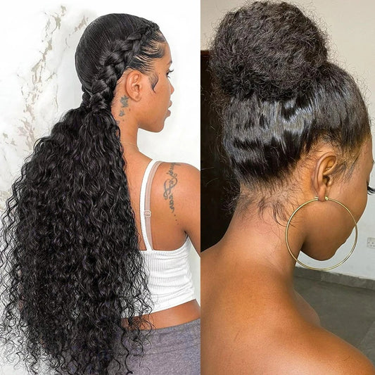 BYE-BYE KNOTS 360 HD LACE FAKE SCALP WATER WAVE WIG / Invisi-Strap