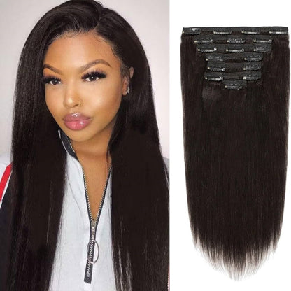 Clip In Hair Extension Yaki Straight Human Wefts Set