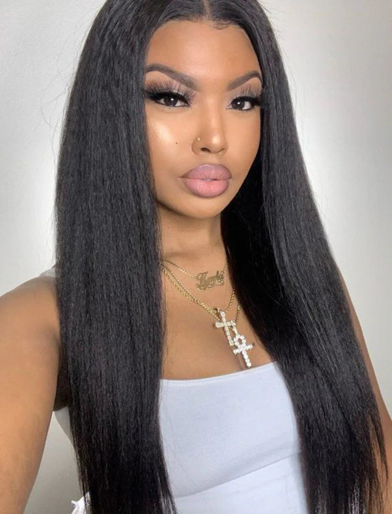 Upgrade 13x6 Fitted Cap “SUPER Pre-plucked HD Lace” Front Wig Yaki Straight