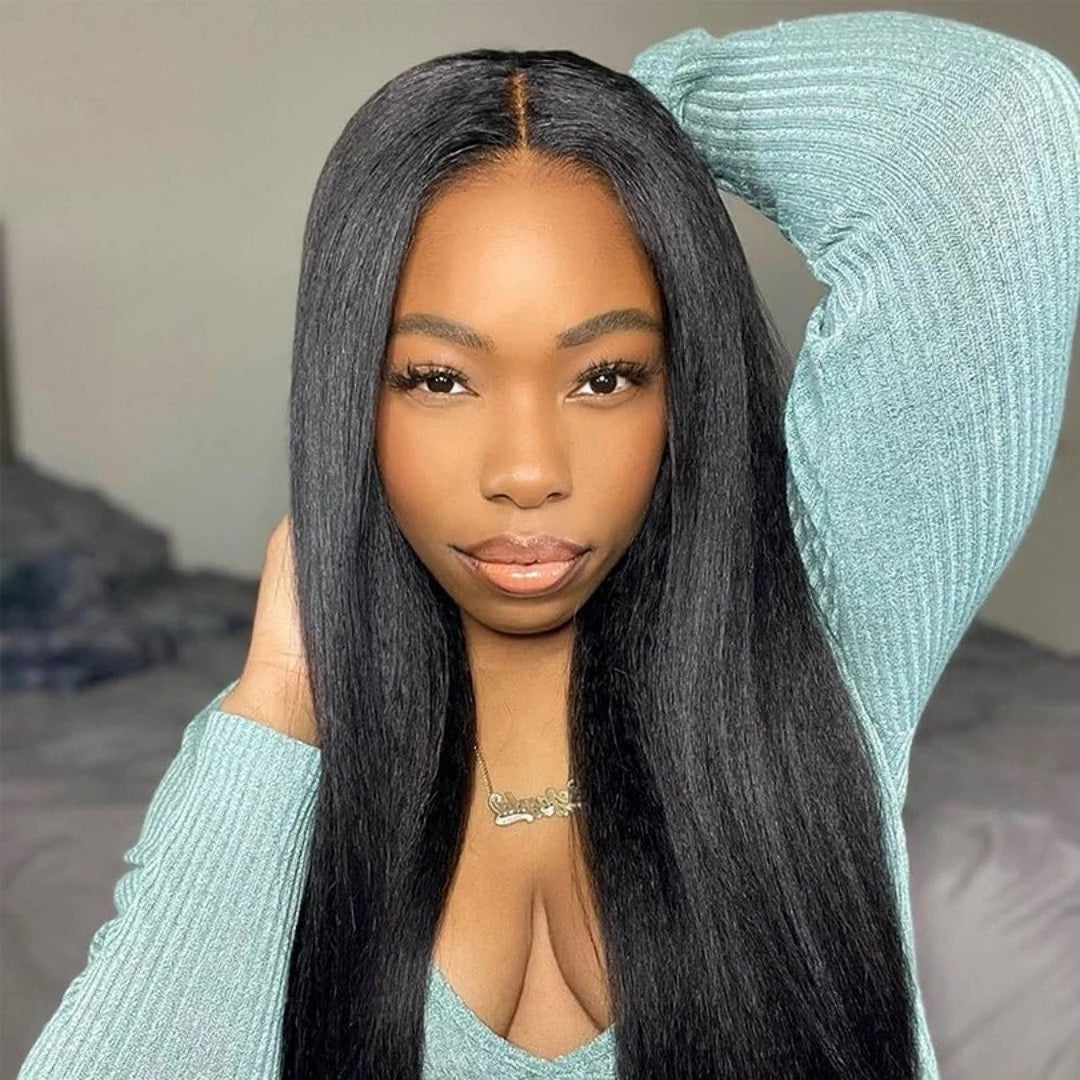 "One Fits All" 9x6 Lace Parting HD LACE Super Preplucked Hairline Light Yaki Straight Wig