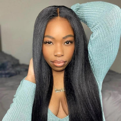 "One Fits All" 9x6 Lace Parting HD LACE Super Preplucked Hairline Light Yaki Straight Wig