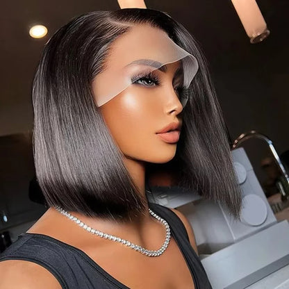 FULL TRANSPARENT/HD LACE PRE-PLUCKED STRAIGH  BOB HUMAN HAIR FULL LACE WIG