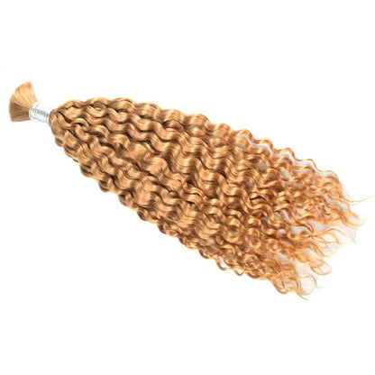 Bulk Hair for Braiding 100% Human Hair Braid Extensions #27 Honey Blonde Deep Wave