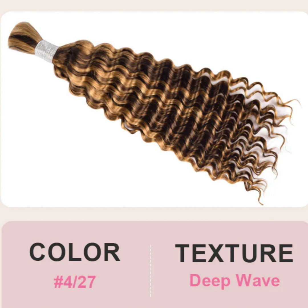 Bulk Hair for Braiding 100% Human Hair Braid Extensions Highlight P4/27 Honey Blonde Deep Wave