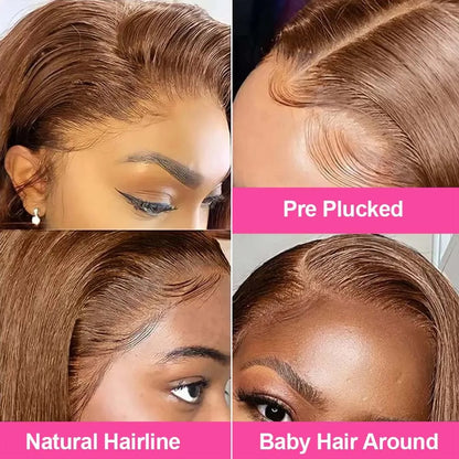 FULL TRANSPARENT/HD LACE PRE-PLUCKED CHOCOLATE BROWN STRAIGHT BOB FULL LACE WIG