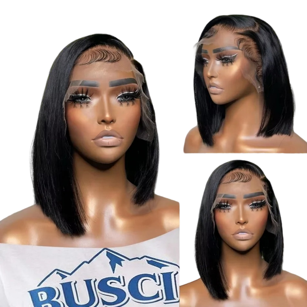 FULL TRANSPARENT/HD LACE PRE-PLUCKED STRAIGH  BOB HUMAN HAIR FULL LACE WIG