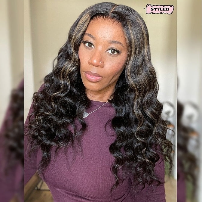 HD LACE 3D Dome Cap 9x6 Super Preplucked with Drawstring Wig Highlighted Kinky Straight