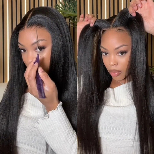 HD LACE 9x6 Lace Parting Super Preplucked Hairline Density Wig Yaki Straight