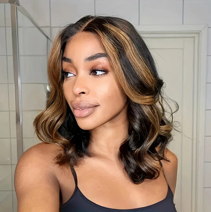 【BIG SALE】13x6 HD Lace Front SUPER Pre-plucked Highlight Wavy Bob Wig