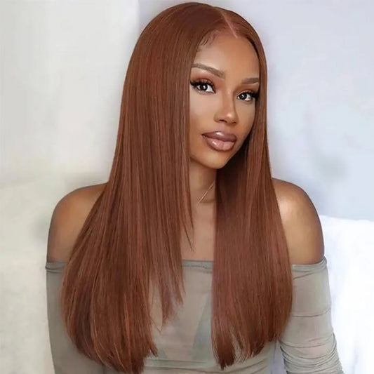 13X4/13X6 LACE FRONT HUMAN HAIR COPPER BROWN LAYERED CUT STRAIGHT WIG