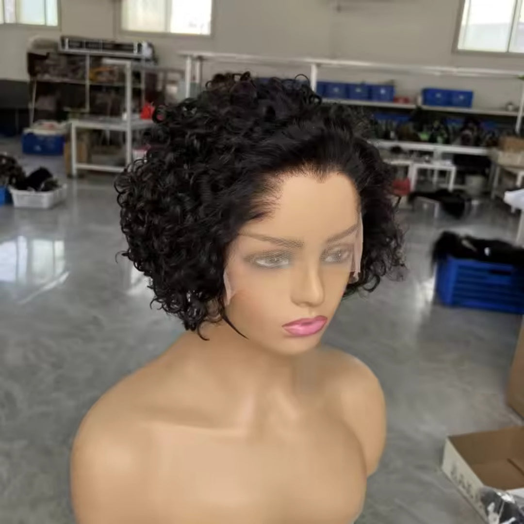 “M” Shape  Hairline 13X4/13X6 Transparent/HD Lace Front Wig Curly Pixie Cut