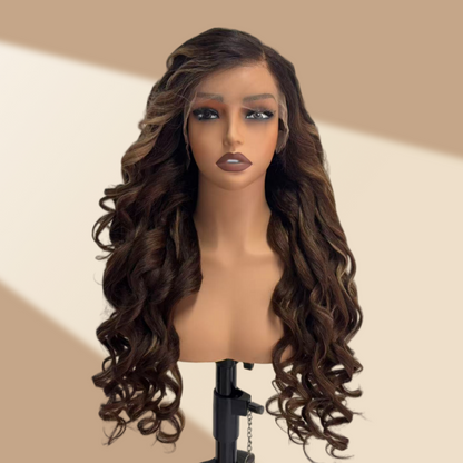 BYE-BYE KNOTS 13X6 HD LACE FRONTAL SUPER PRE-PLUCKED WIG /HIGHLIGHT KINKY WAVY