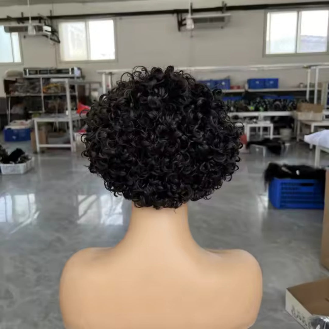 “M” Shape  Hairline 13X4/13X6 Transparent/HD Lace Front Wig Curly Pixie Cut