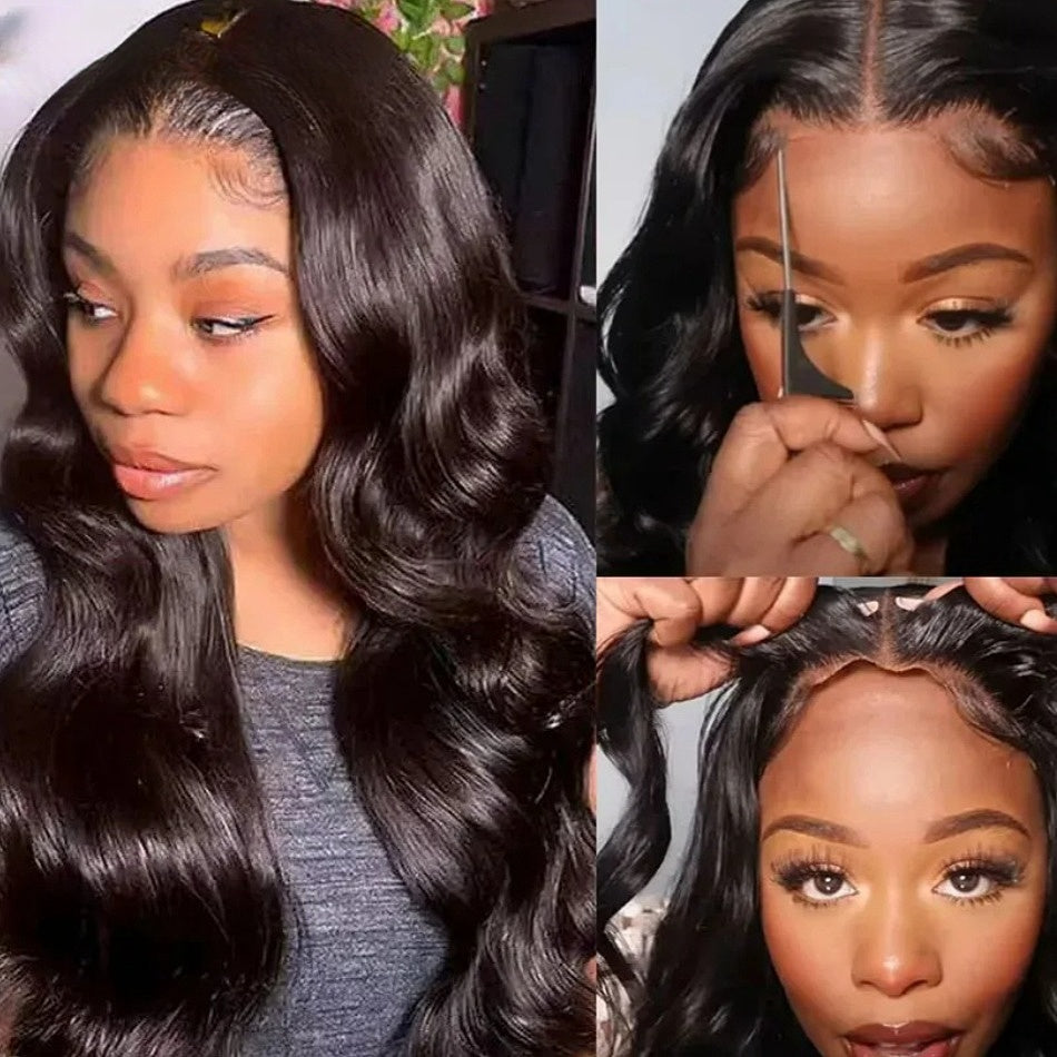 BYE-BYE KNOTS HD LACE 7X5 CLOSURE  LACE WIG / BODY WAVE
