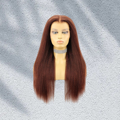 13X6  FIT 2.0 HD LACE FRONT SUPER PRE-PLUCKED WIG Brown Cherry Kinky Straight