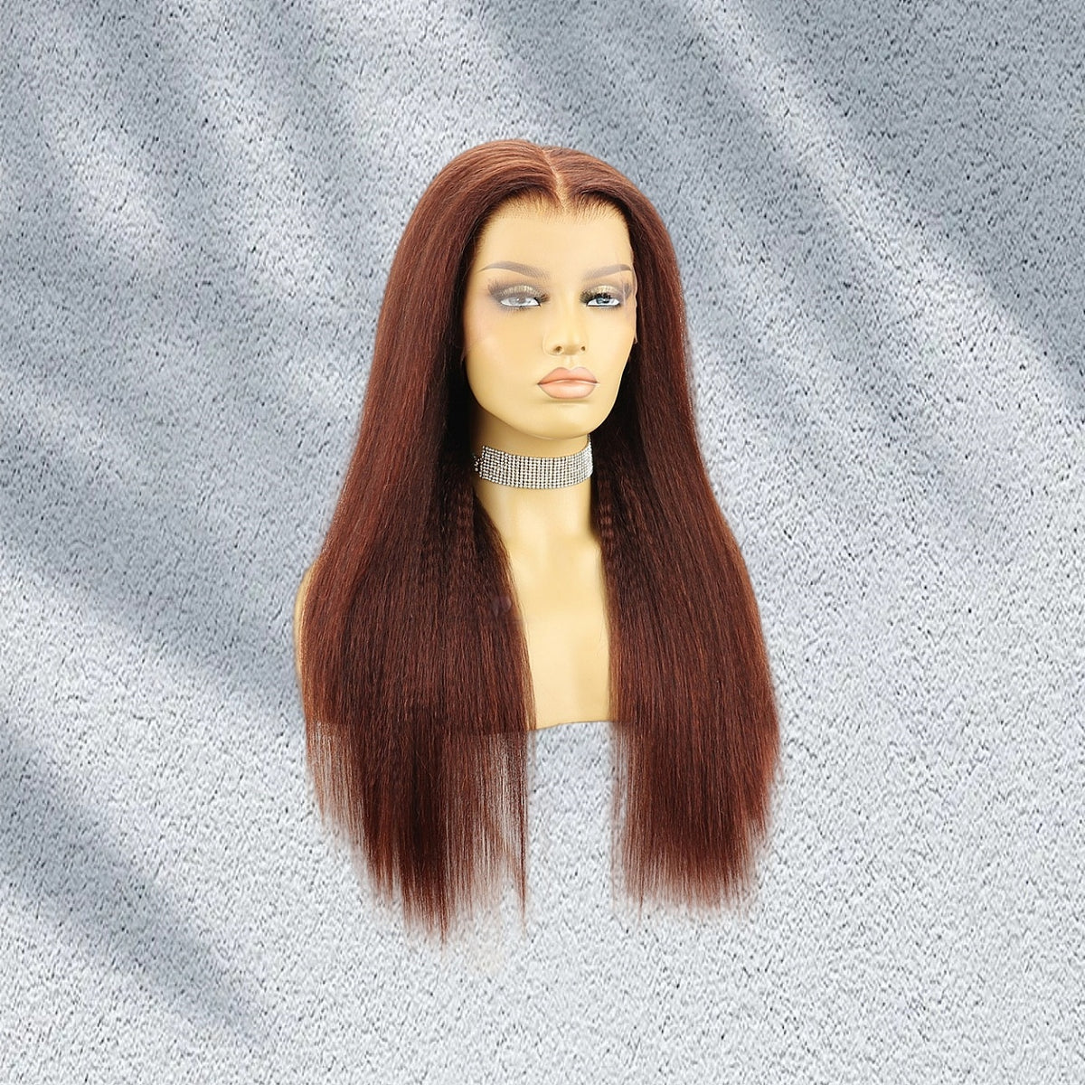 13X6  FIT 2.0 HD LACE FRONT SUPER PRE-PLUCKED WIG Brown Cherry Kinky Straight