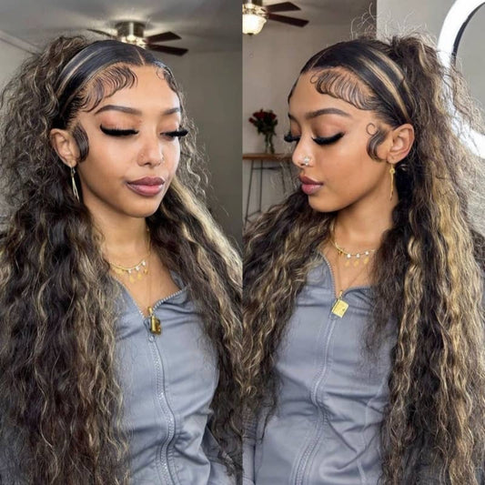 Invisi-Strap 360 Transparent Lace Wig Blonde Highlight Balayage Water Wave